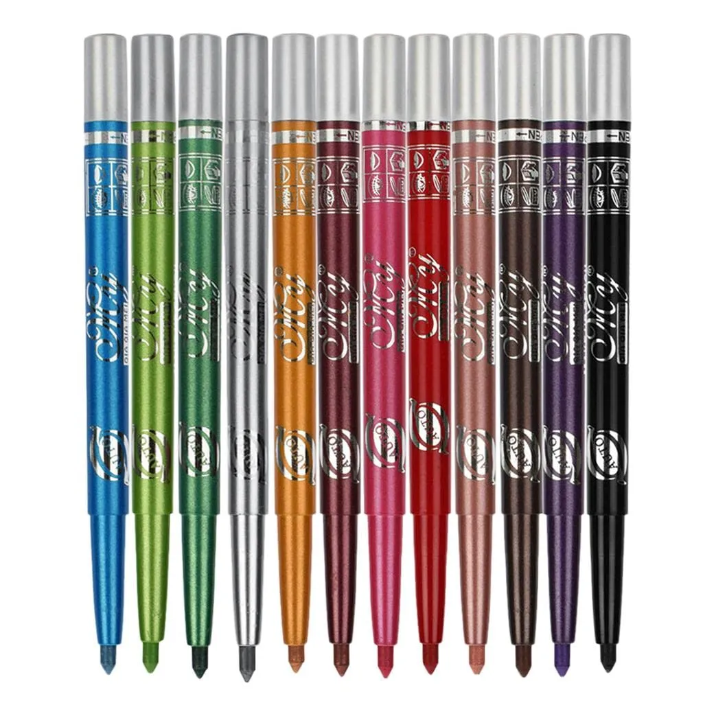 12 Colors Bright Eyeshadow & Eyeliner Pencil Set, Long Lasting Glitter Makeup Kit for Bigger & Brighter Eyes, Charming Look, Matte, Glazed & Shimmer Shades, Makeup Cosmetics Pe