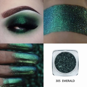 12 Colors Eyeshadow Kit Metallic Glitter Eyeshadow Makeup Diamond Glitter Metallic Shiny Holographic Shadows Pigment Green TSLM1
