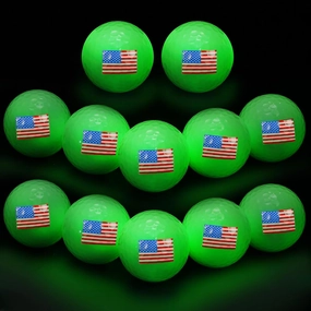 12 Pack Glow in The Dark Golf Balls Bulk Glowing American Flag Golf Balls USA. Patriotic Luminous Light up for Night Sports Gift for Golfers Dad Husband Men Women Lovers