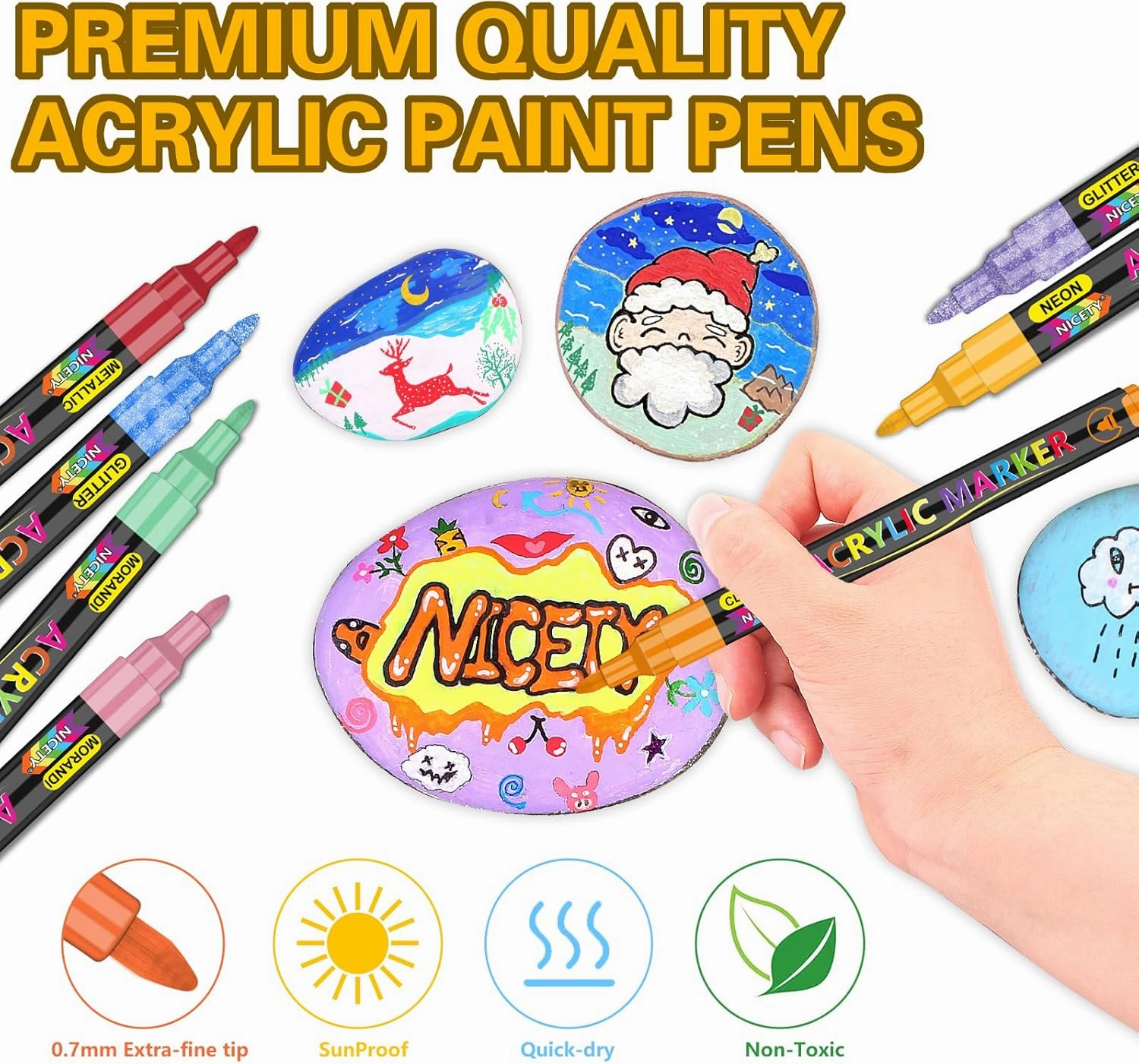136 Colors Acrylic Paint Markers, Extra Fine Tip Point Acrylic Paint Pens for Rock Painting, Canvas, Wood, Ceramic, Glass, Stone, Fabric, DIY Crafts & Art Supplies