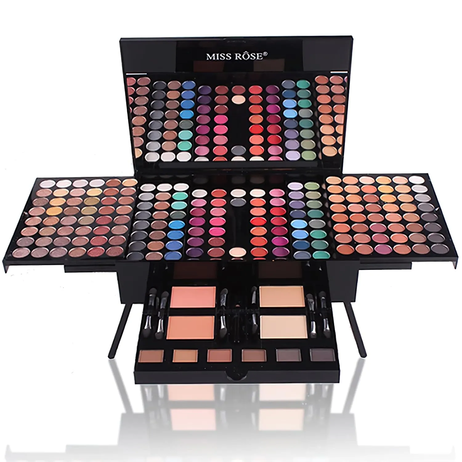 190 Colors Cosmetic Make up Piano Box Set,Combination with Eyeshadow /Facial Blusher /Eyebrow Powder /Eyeliner Pencil /Mirror,All-in-1 Makeup Gift Set (Color A)