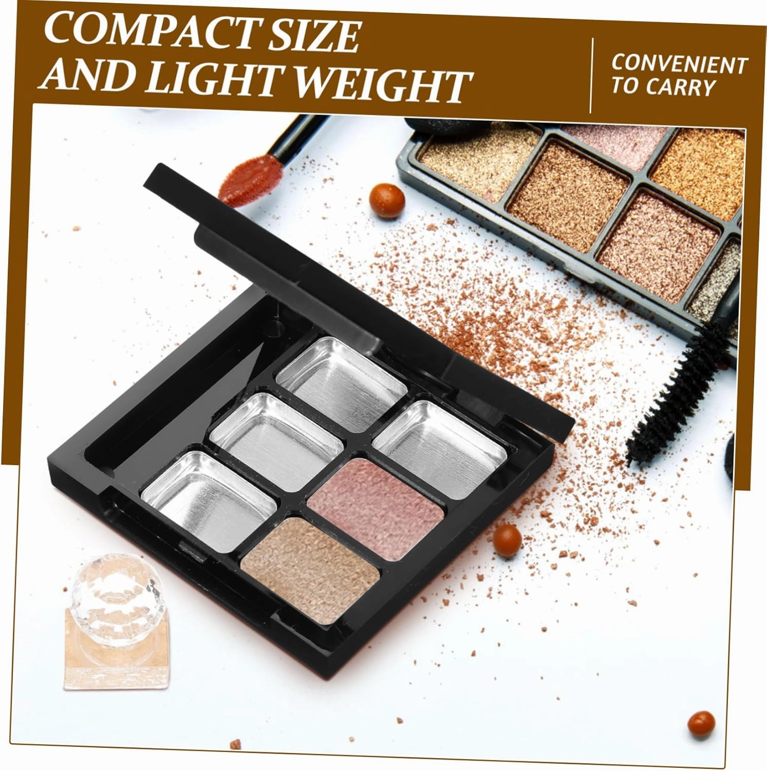 1 Set Compact Highlighter Case with Mirror Refillable Cosmetics Container for DIY Blush Eyeshadow Lipstick Female Handbags Purses and Night out Events