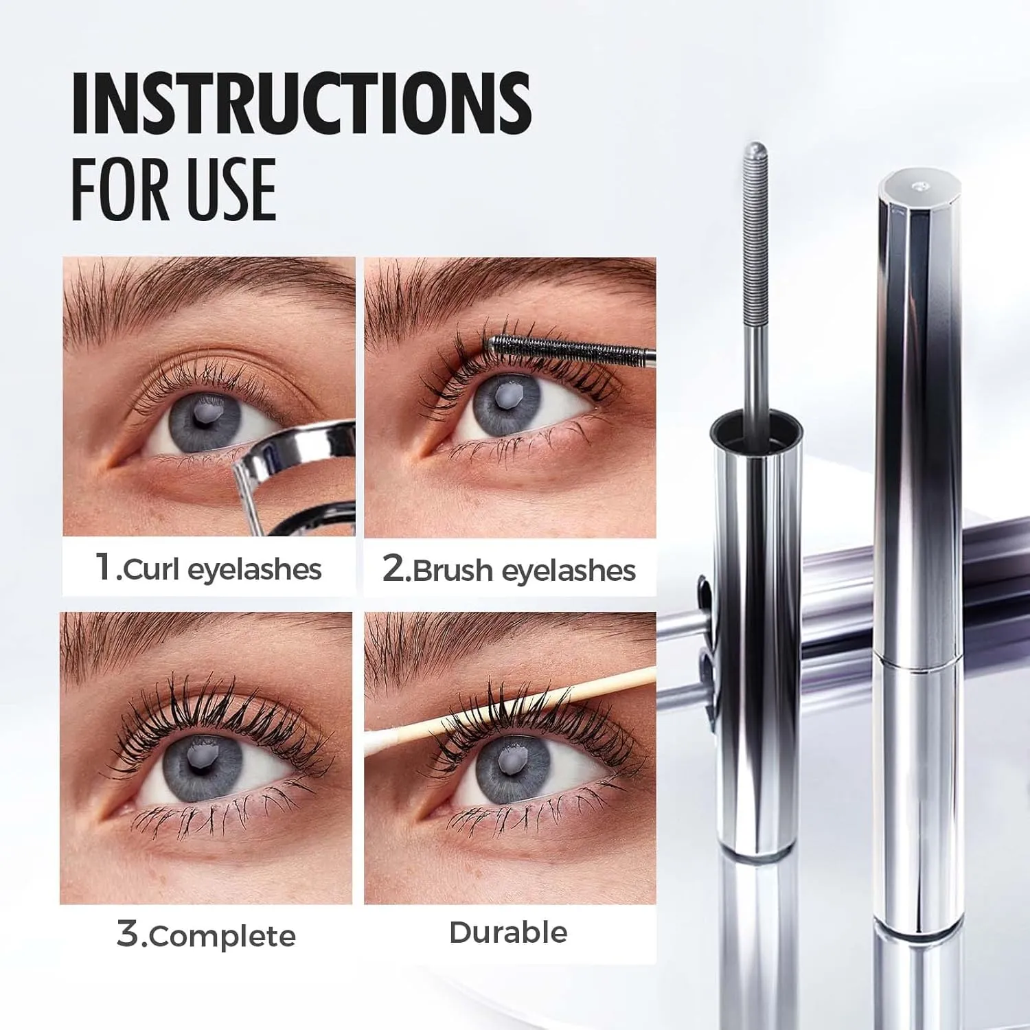 2025 Upgraded Iron Wand Mascara, 3D Curling Eyelash Iron Mascara, Waterproof, Non-smudging, Long Lasting Thrive Mascaras Thick Lash Extensions (Black*2pcs, Regular)