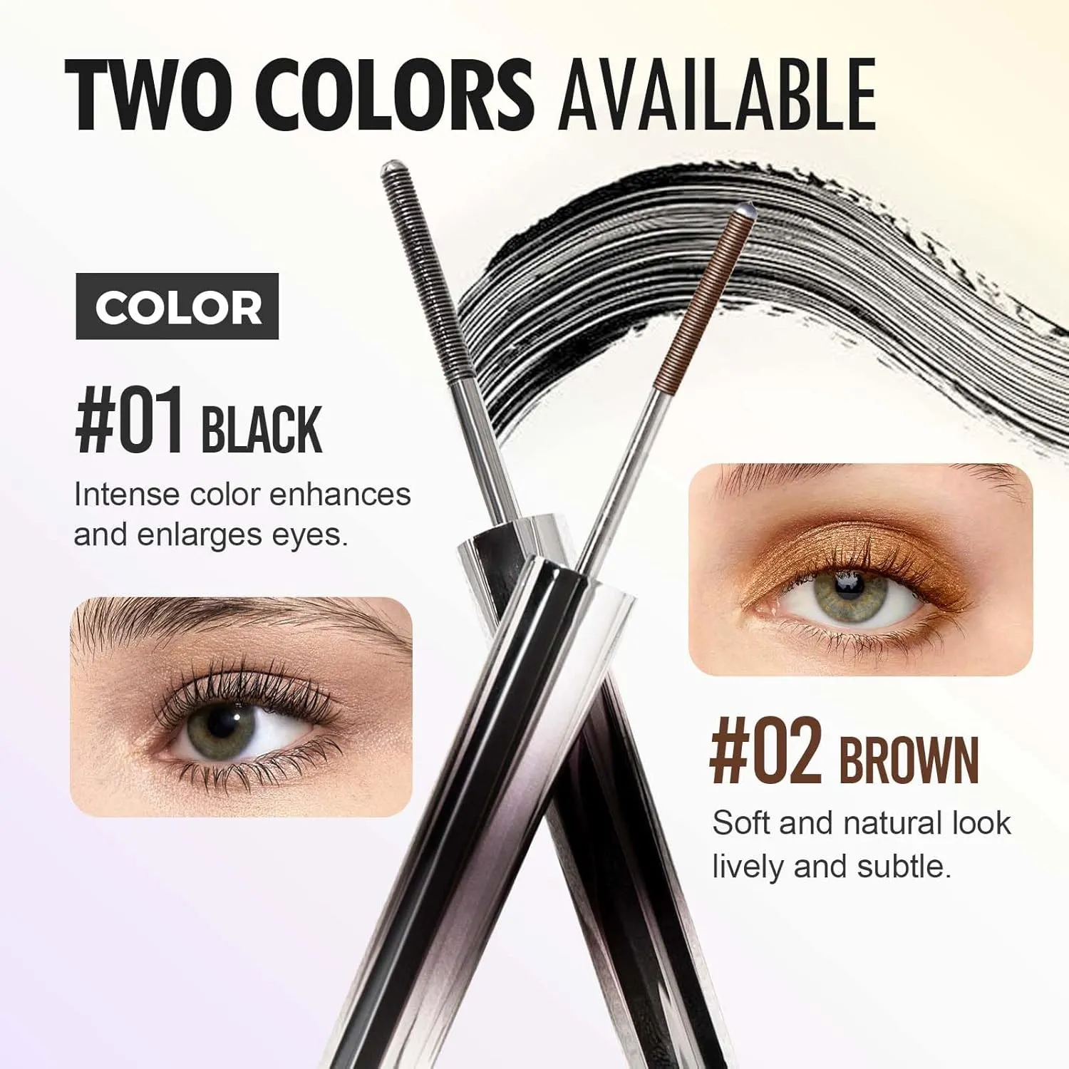 2025 Upgraded Iron Wand Mascara, 3D Curling Eyelash Iron Mascara, Waterproof, Non-smudging, Long Lasting Thrive Mascaras Thick Lash Extensions (Black*2pcs, Regular)