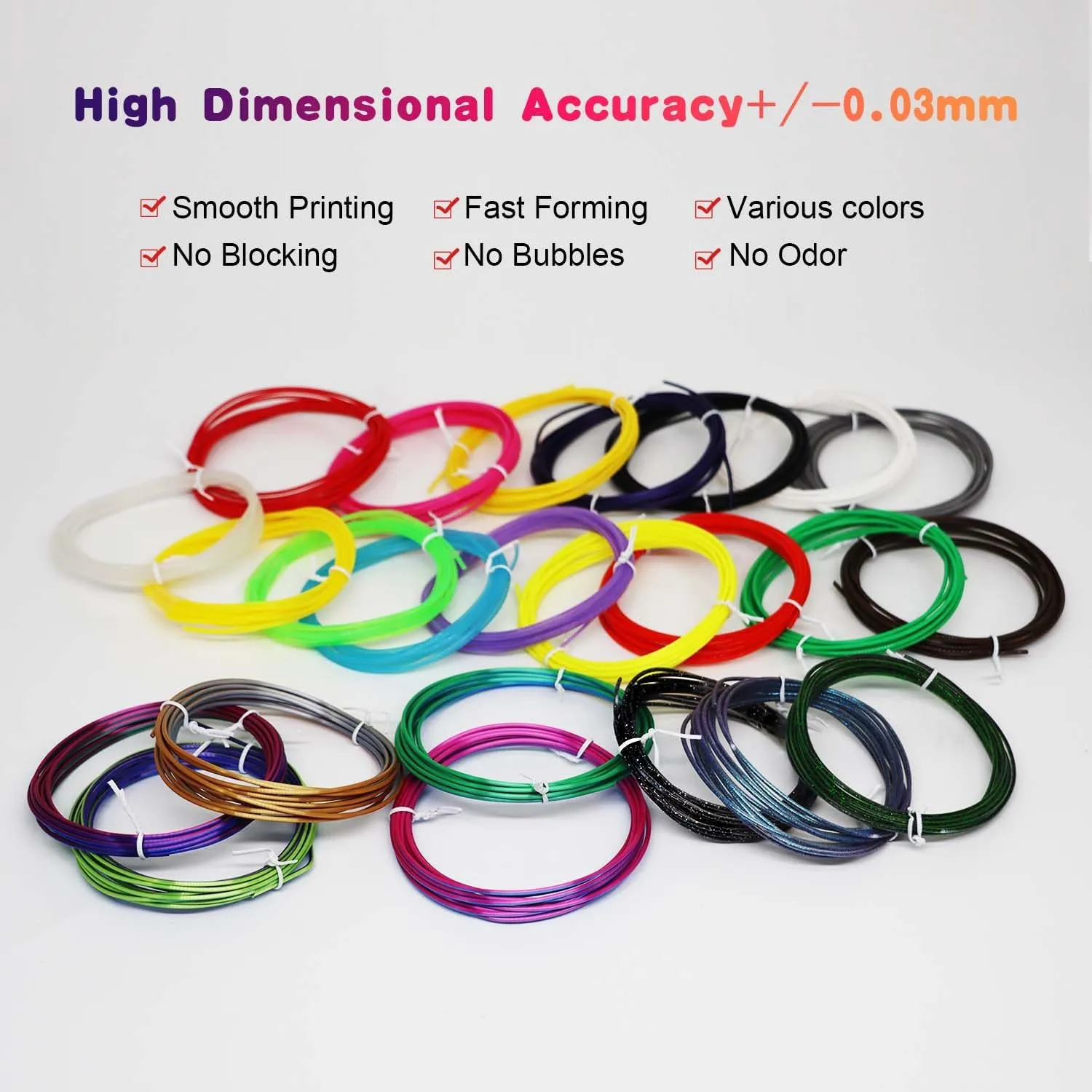 24 Colors 3D Pen PLA Filament Refill 1.75mm PLA Filament Pack, Each Color 3Meters, Total 72Meters 3D Pen/3D Printer PLA Sample Pack, Compatible with MYNT3D / SCRIB3D Printing Pen