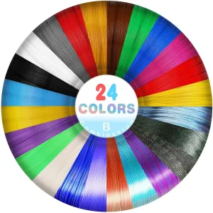 24 Colors 3D Pen PLA Filament Refill 1.75mm PLA Filament Pack, Each Color 3Meters, Total 72Meters 3D Pen/3D Printer PLA Sample Pack, Compatible with MYNT3D / SCRIB3D Printing Pen