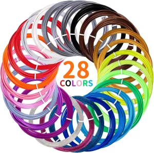 28 Colors 3D Pen Filament Refills Compatible with SCRIB3D MYNT3D PIKA3D 3D Pen for KidsPer Color 10 Feet 1.75mm PLA 3D Printing Pen Filament Refills, NOT FIT 3Doodler Start Pen