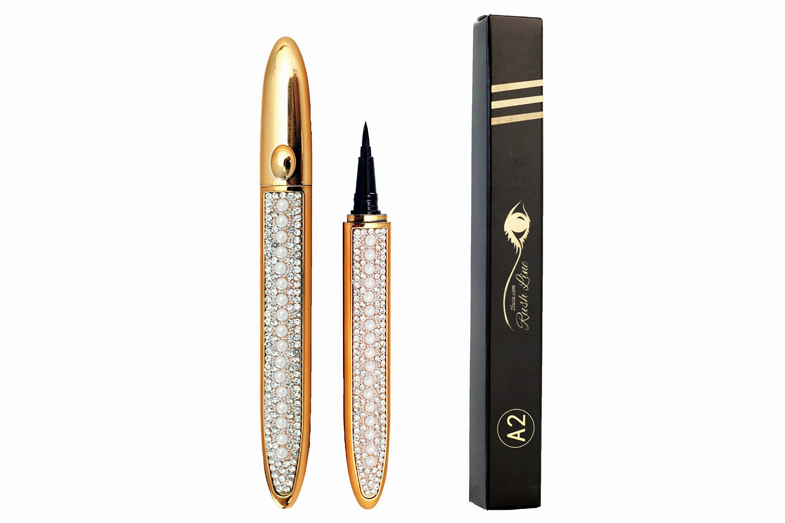 2 in 1 Black Liquid Magic Eyeliner Glue | Extra Strong Hold for Regular False Lashes | Cruelty Free | Waterproof, Long-Lasting Liquid Gel Works without the Need for Magnets or Glue | by Rush Line