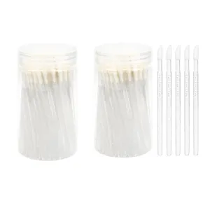 2Packs 200Pcs Disposable Lip Brushes, Glitter Lip Gloss Applicators, Lipstick Gloss Wands Applicator Makeup Tool Kits for Lipstick and Lip Gloss (Silver-A)