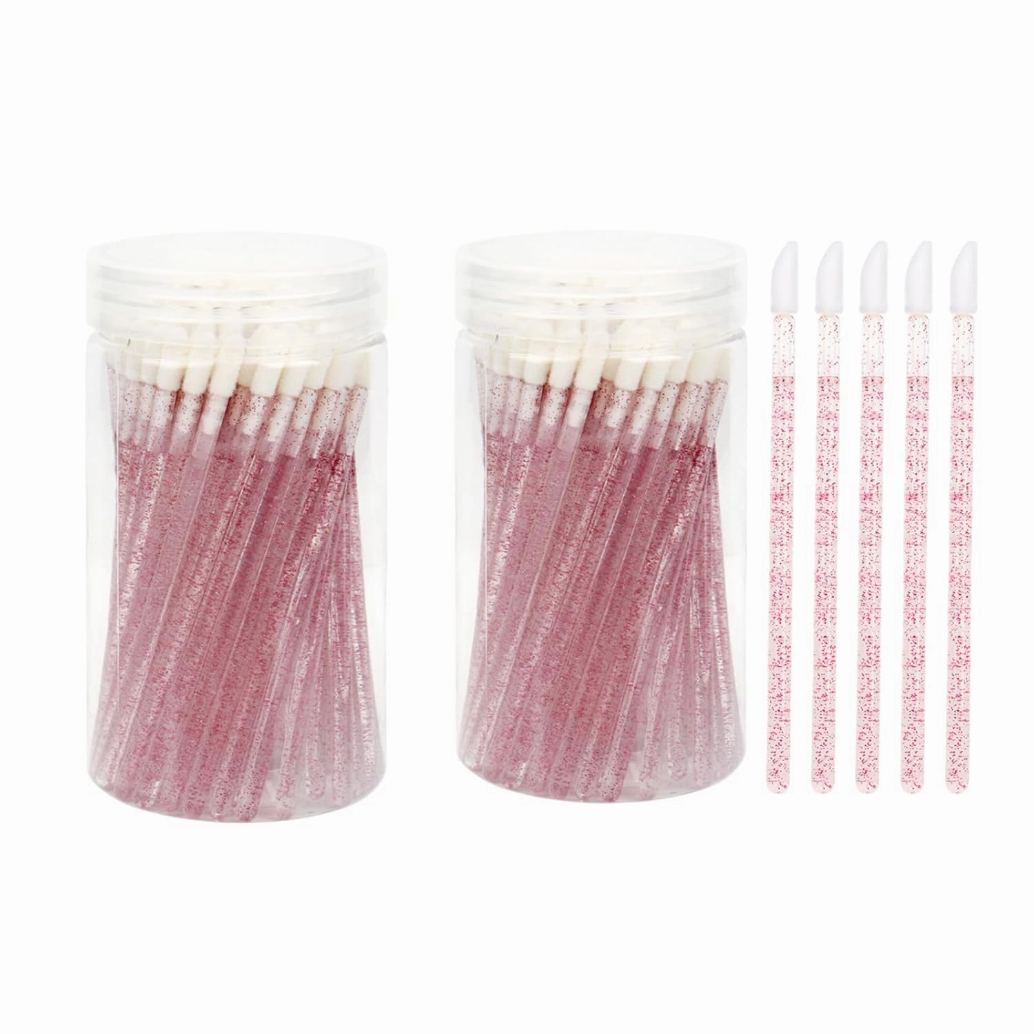 2Packs 200Pcs Disposable Lip Brushes, Glitter Lip Gloss Applicators, Lipstick Gloss Wands Applicator Makeup Tool Kits for Lipstick and Lip Gloss (Rose Red-A)