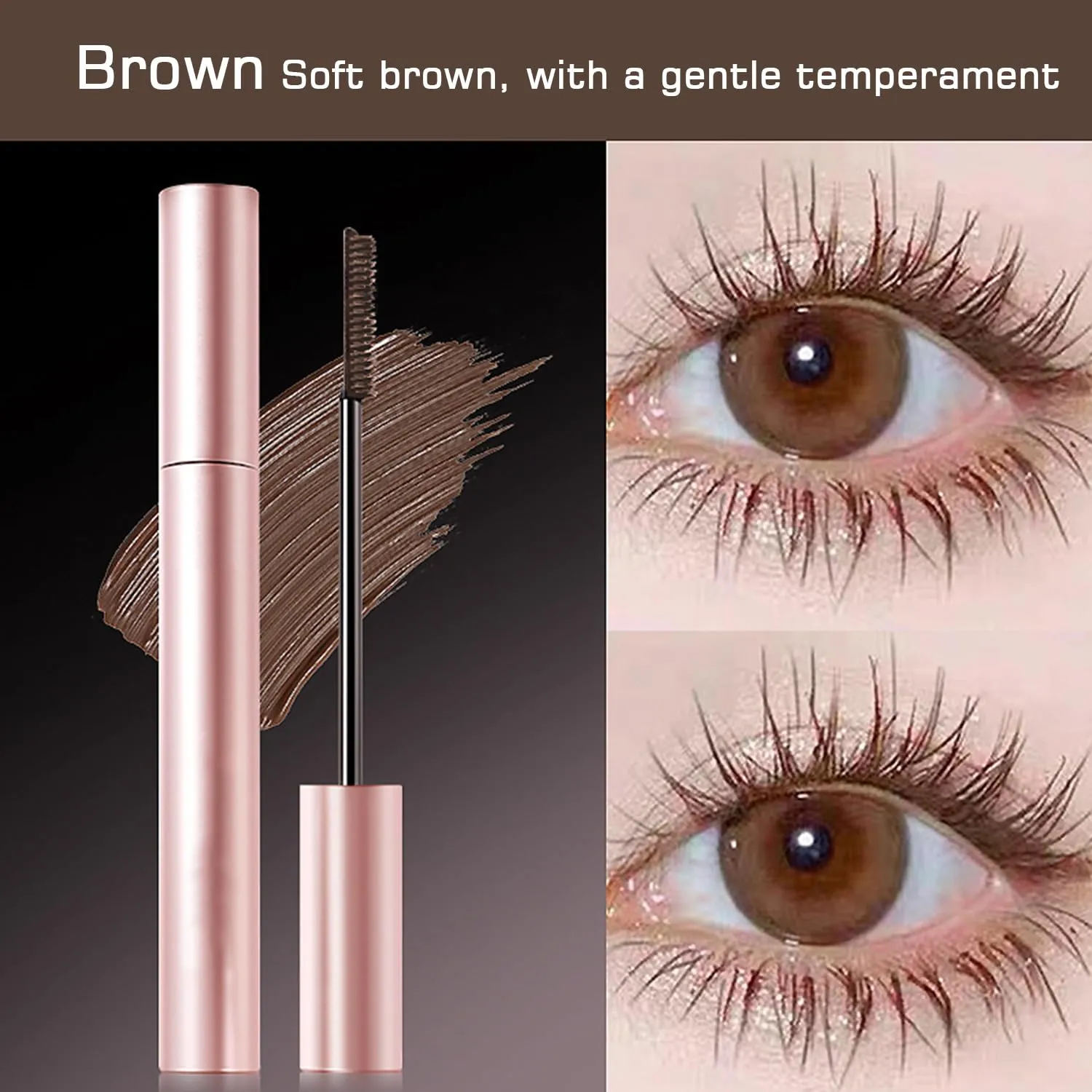 2PC Comparison K Mascara, Tubing Mascara, Black & Brown Duo For Lash Makeup,Waterproof & Sweatproof Long Lasting Non-Smudged Magic Mascaras (Brown)