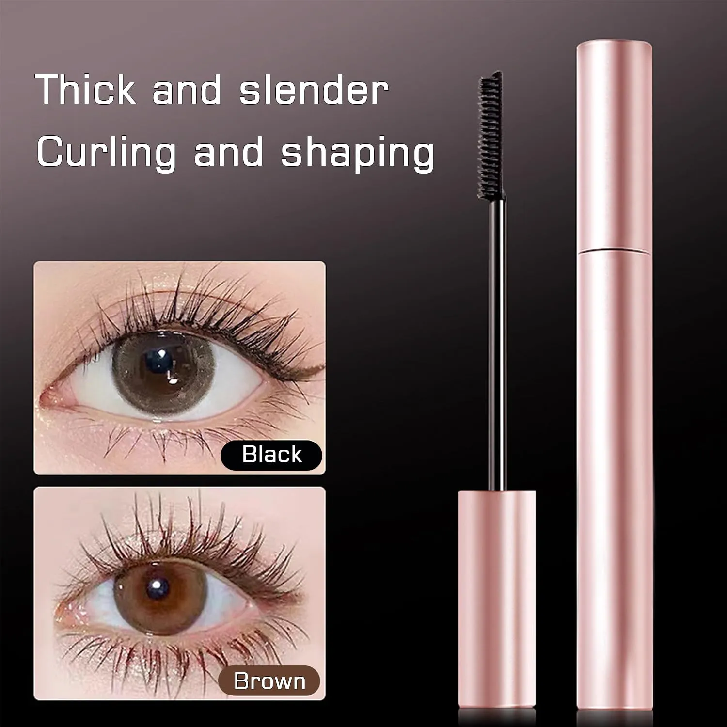 2PC Comparison Mascara, Tubing Mascara, Black & Brown Duo For Lash Makeup,Waterproof & Sweatproof Long Lasting Non-Smudged Magic Mascaras (Black)