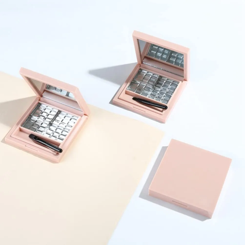 2pcs Empty Eyeshadow Palette Mirror Diy Eyeshadow Container for Women and Girls Pink Subpackaging Boxes for Fashionable Eye Makeup Storage