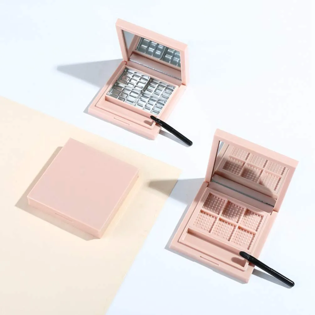 2pcs Empty Eyeshadow Palette Mirror Diy Eyeshadow Container for Women and Girls Pink Subpackaging Boxes for Fashionable Eye Makeup Storage