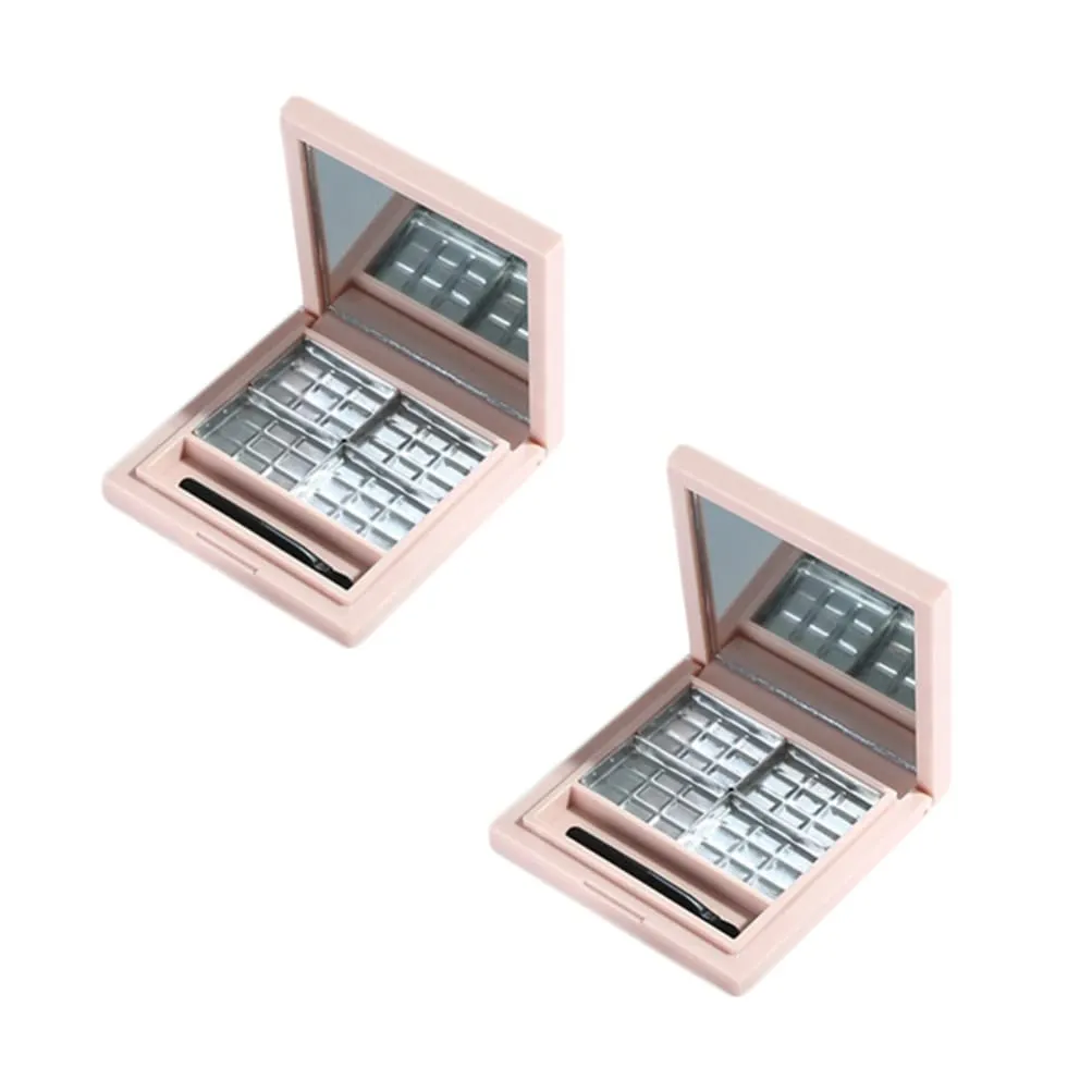 2pcs Empty Eyeshadow Palette Mirror Diy Eyeshadow Container for Women and Girls Pink Subpackaging Boxes for Fashionable Eye Makeup Storage
