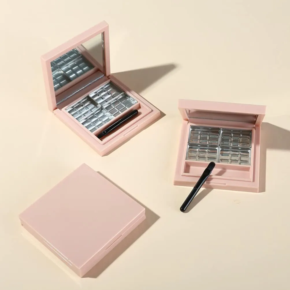 2pcs Empty Eyeshadow Palette Mirror Diy Eyeshadow Container for Women and Girls Pink Subpackaging Boxes for Fashionable Eye Makeup Storage