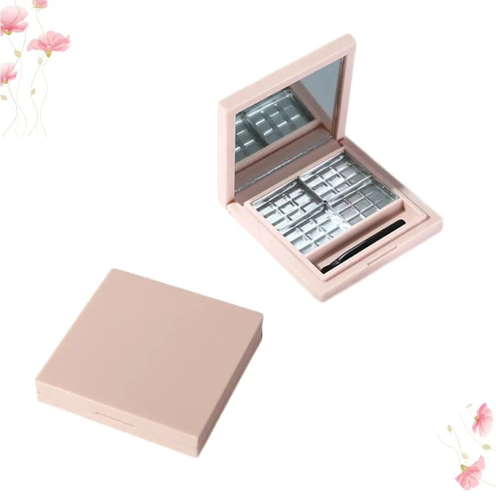 2pcs Empty Eyeshadow Palette Mirror Diy Eyeshadow Container for Women and Girls Pink Subpackaging Boxes for Fashionable Eye Makeup Storage