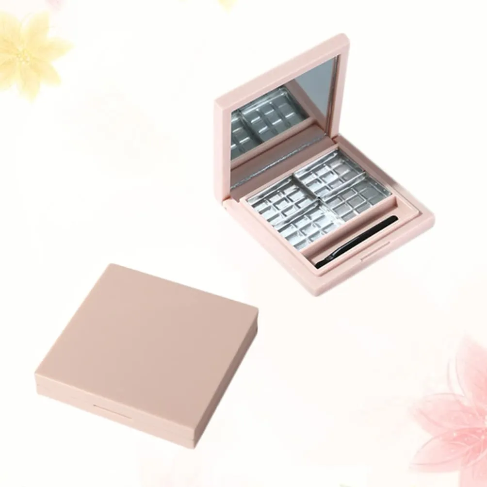 2pcs Empty Eyeshadow Palette Mirror Diy Eyeshadow Container for Women and Girls Pink Subpackaging Boxes for Fashionable Eye Makeup Storage
