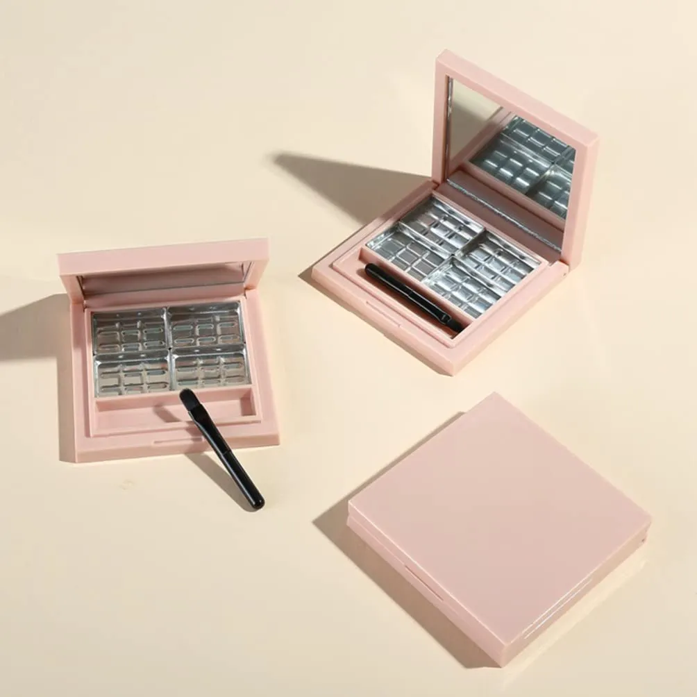 2pcs Empty Eyeshadow Palette Mirror Diy Eyeshadow Container for Women and Girls Pink Subpackaging Boxes for Fashionable Eye Makeup Storage