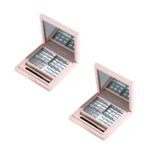2pcs Empty Eyeshadow Palette Mirror Diy Eyeshadow Container for Women and Girls Pink Subpackaging Boxes for Fashionable Eye Makeup Storage