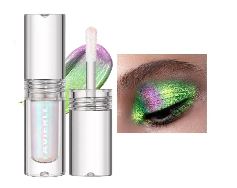 3-Pack Holographic Liquid Eyeshadow Set – 3 Unique Colors, Smooth & Long-Lasting, Half-Liquid Half-Solid Formula, Easy-to-Apply in Convenient Nail Polish Bottle