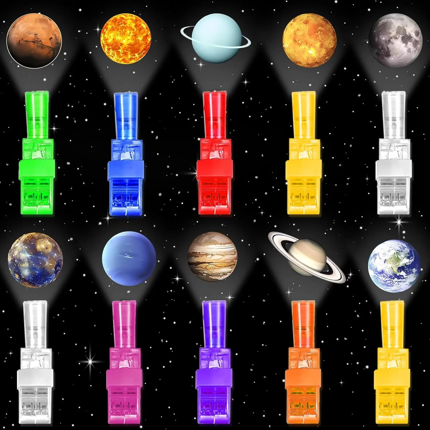 30PCS Space Theme LED Finger Lights Space Themed Party Favors for Kids Boys Girls Birthday Goodie Bags Stuffers Space Party Decorations Back to School Supplies Classroom Prizes