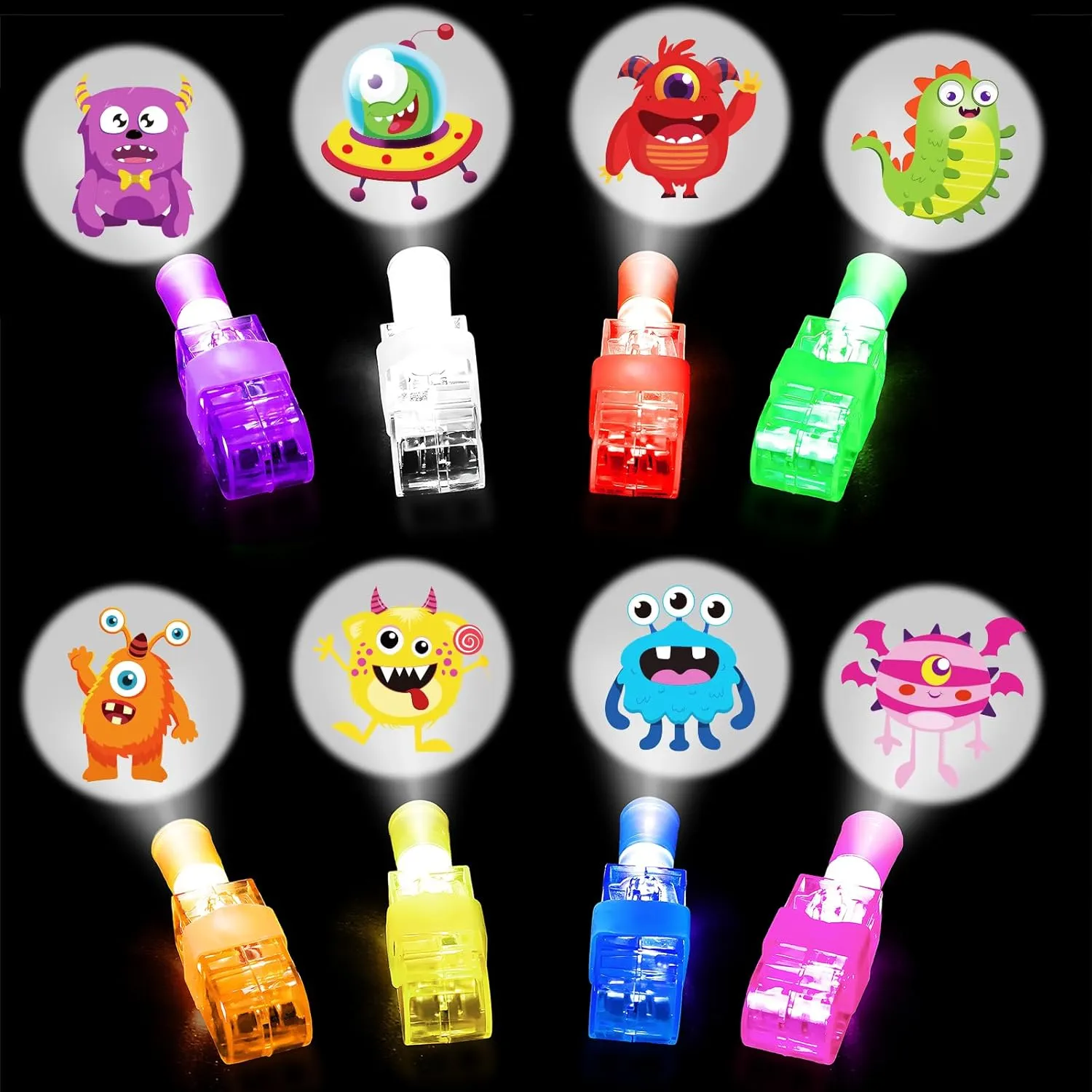 32Pcs Finger Lights Monster Party Favors Decorations, Glow in the Dark Light Up Party Supplies Monster Toys Gifts Bulk for Kids 3 4 5 8 Boys Girls Birthday Goodie Bags Stuffers Classroom Prizes