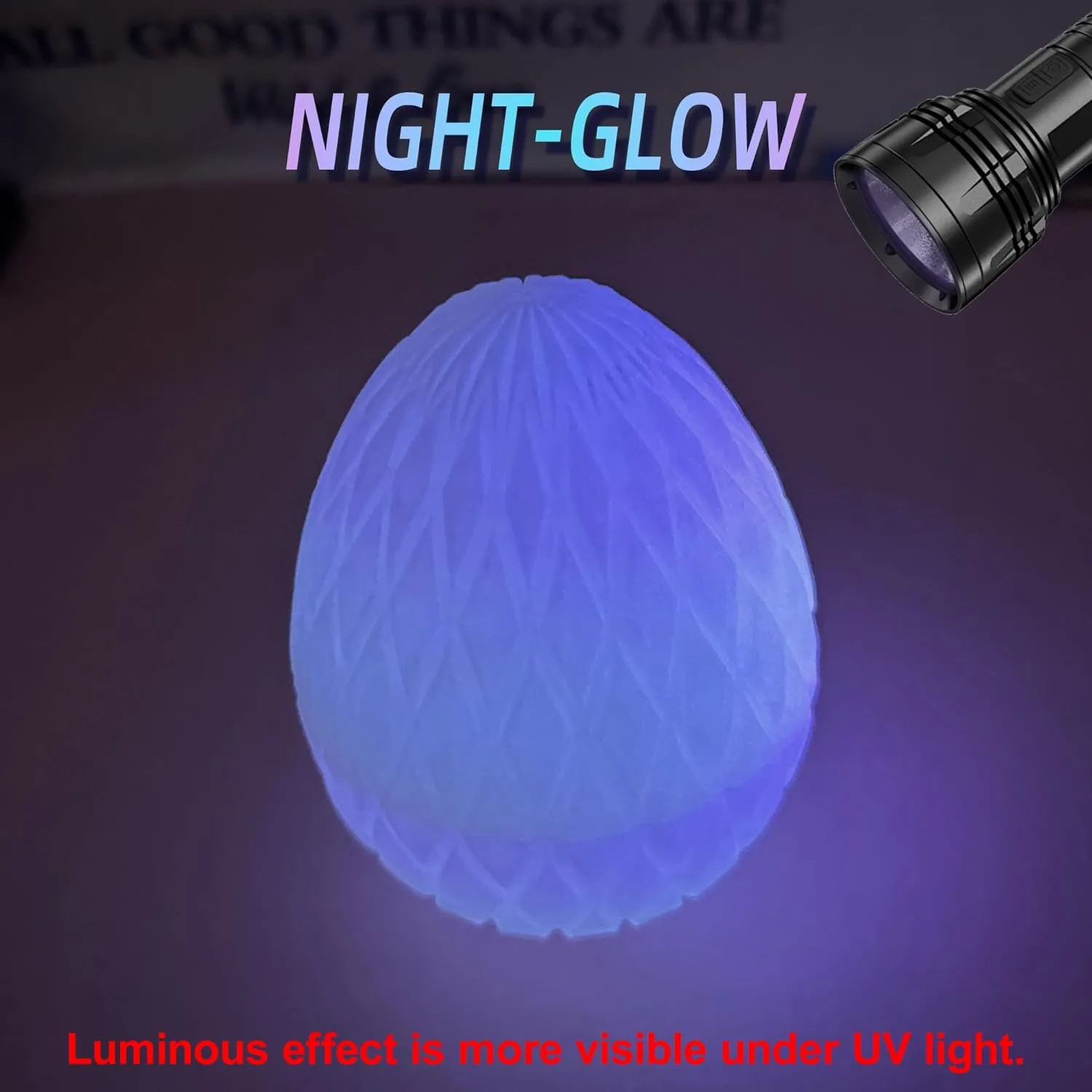 3D Printed Flying Dragon Egg - Winged Dragon in Diamond Eggs, Flexible Crystal Animal Inside, Mystery 3D Gift, Desk Decoration, Fidget Toy (Glow in The Dark Blue)