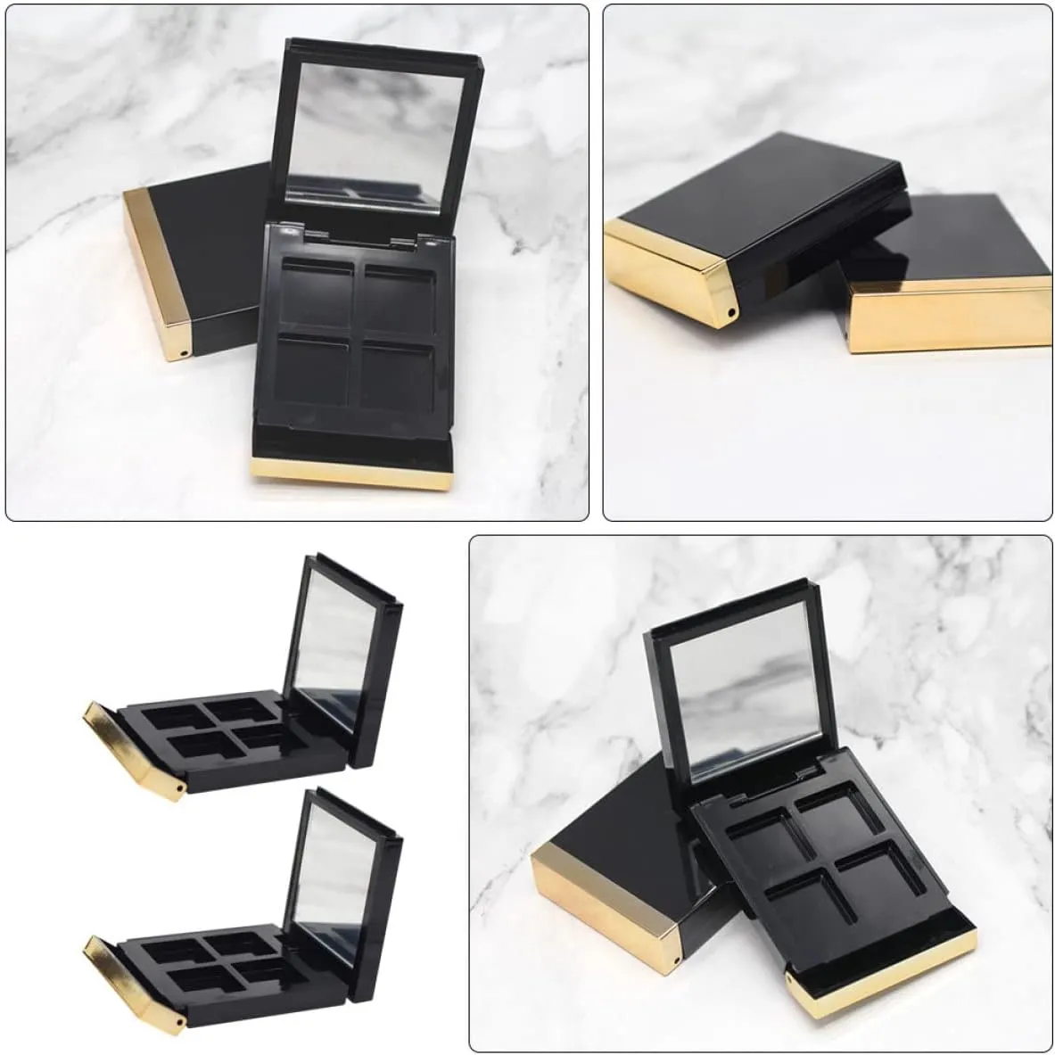 3sets Empty Blusher Containers Durable Eyeshadow Storage Cases for DIY Cosmetics Lightweight Makeup for Travel for Blush Eyeshadow Lipstick and More 2pcs*3