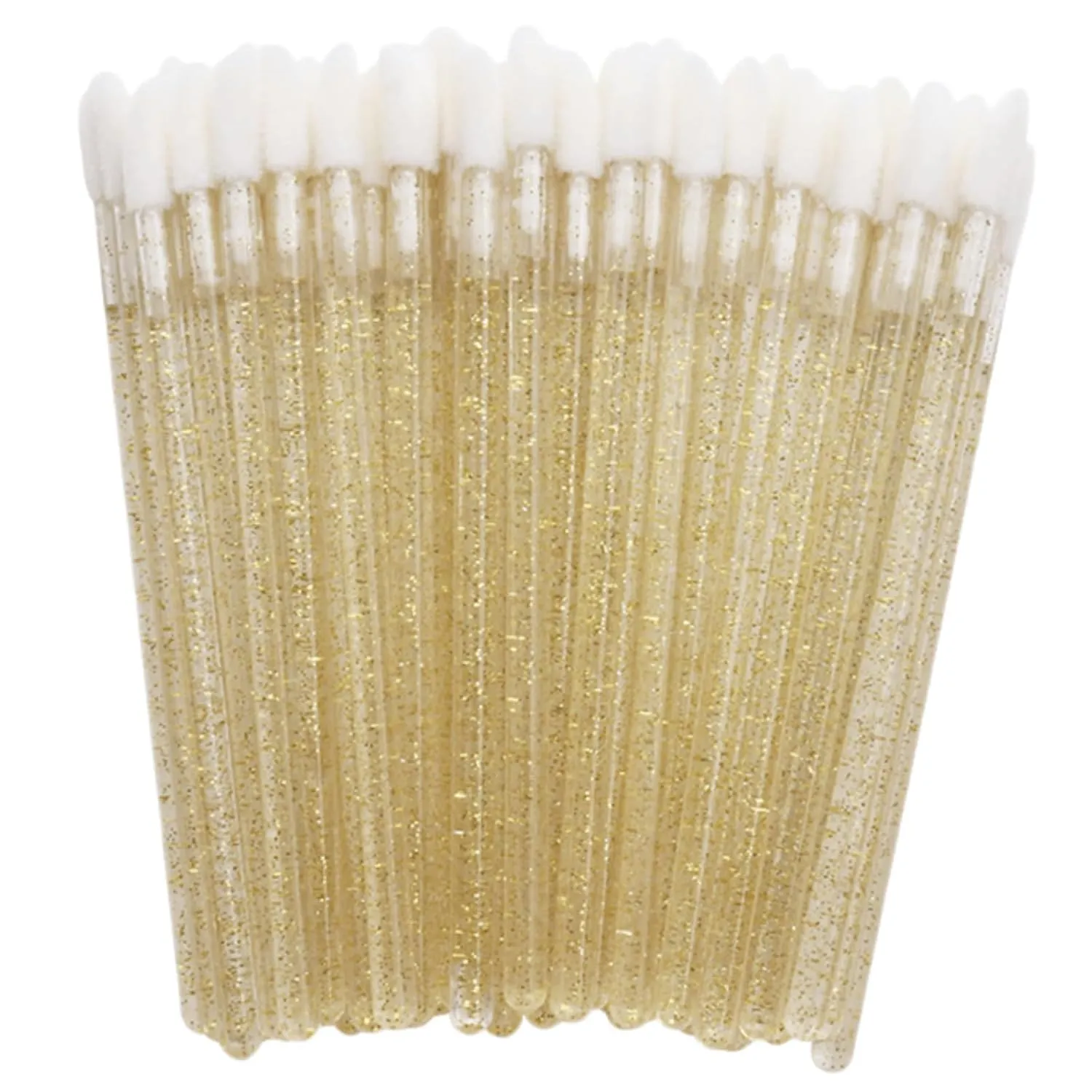 400Pcs Crystal Disposable Lip Brushes, Glitter Lip Gloss Applicators, Lipstick Gloss Wands Applicator Makeup Tool Kits for Lipstick and Lip Gloss (Gold)