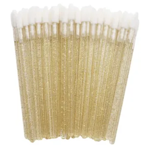 400Pcs Crystal Disposable Lip Brushes, Glitter Lip Gloss Applicators, Lipstick Gloss Wands Applicator Makeup Tool Kits for Lipstick and Lip Gloss (Gold)