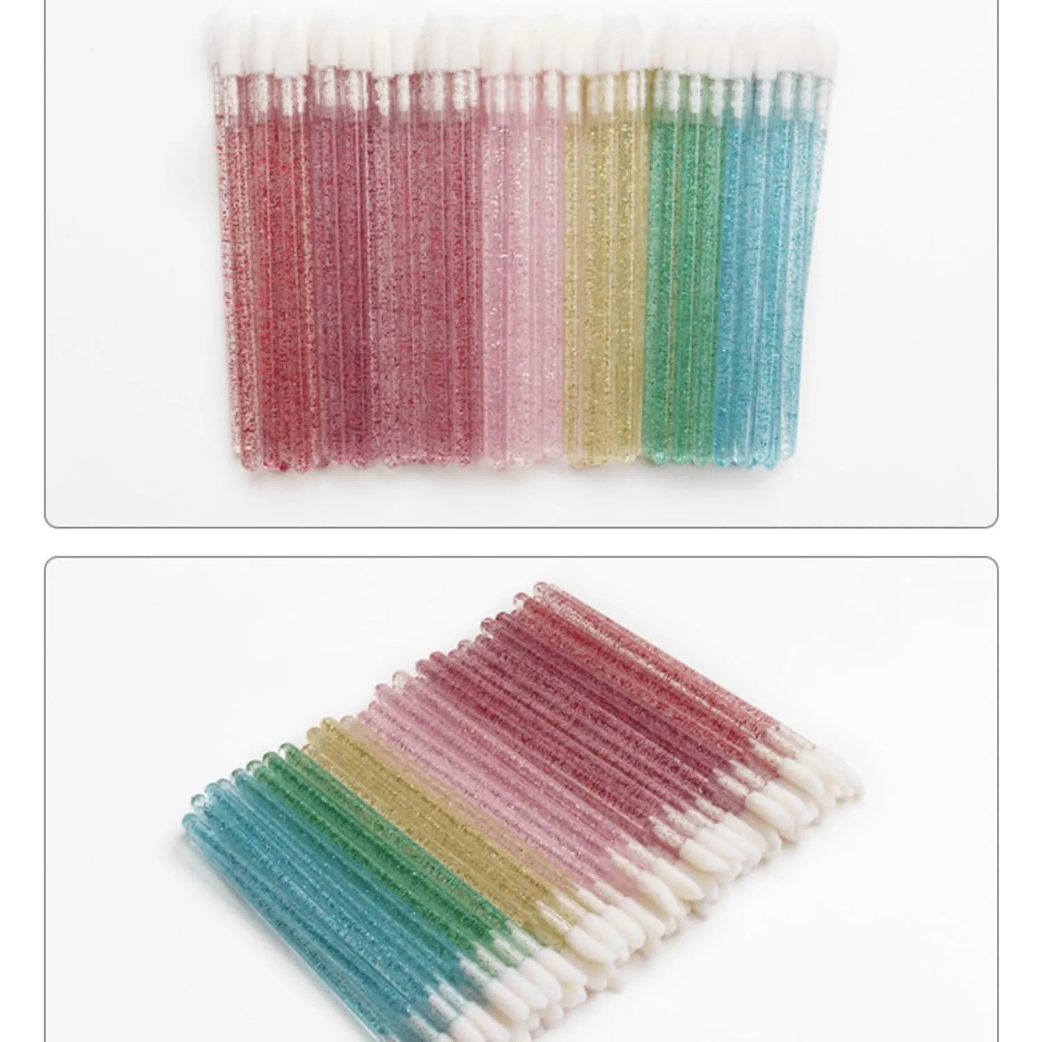 400Pcs Crystal Disposable Lip Brushes, Glitter Lip Gloss Applicators, Lipstick Gloss Wands Applicator Makeup Tool Kits for Lipstick and Lip Gloss (Gold)