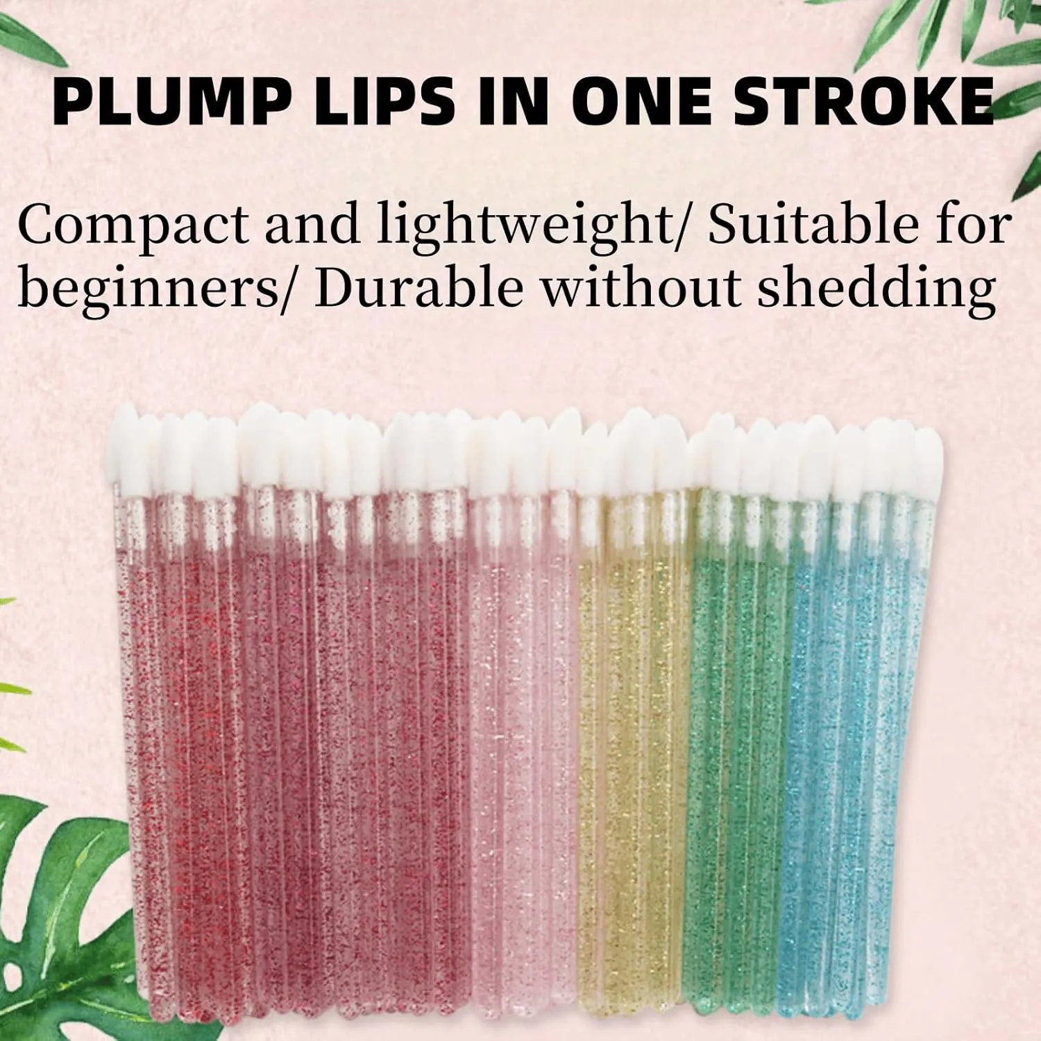 400Pcs Crystal Disposable Lip Brushes, Glitter Lip Gloss Applicators, Lipstick Gloss Wands Applicator Makeup Tool Kits for Lipstick and Lip Gloss (Gold)