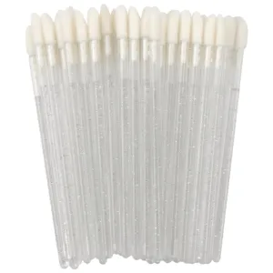 400Pcs Crystal Disposable Lip Brushes, Glitter Lip Gloss Applicators, Lipstick Gloss Wands Applicator Makeup Tool Kits for Lipstick and Lip Gloss (Silver)
