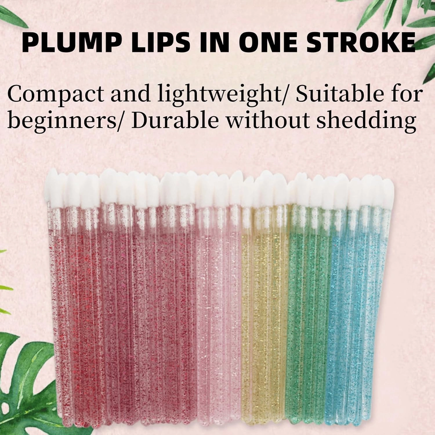 400Pcs Crystal Disposable Lip Brushes, Glitter Lip Gloss Applicators, Lipstick Gloss Wands Applicator Makeup Tool Kits for Lipstick and Lip Gloss (Fuchsia)