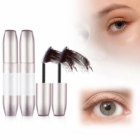 4D Fiber Curl Long Lasting Waterproof Mascara, 2025 New Waterproof Long Curling Mascara Mascara Primer, No Clumping & Smudge 4D Eyelash Mascaras (2pcs Coffee, Large)