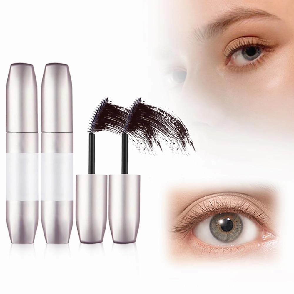 4D Fiber Curl Long Lasting Waterproof Mascara, 2025 New Waterproof Long Curling Mascara Mascara Primer, No Clumping & Smudge 4D Eyelash Mascaras (2pcs Coffee, Large)