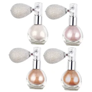 4pcs Body Glitter Spray Shimmering Highlighter Powder for Face Hair Skin Iridescent Gloss Nude for Weddings Parties Events
