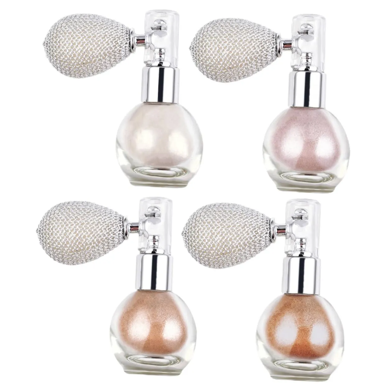 4pcs Body Glitter Spray Shimmering Highlighter Powder for Face Hair Skin Iridescent Gloss Nude for Weddings Parties Events