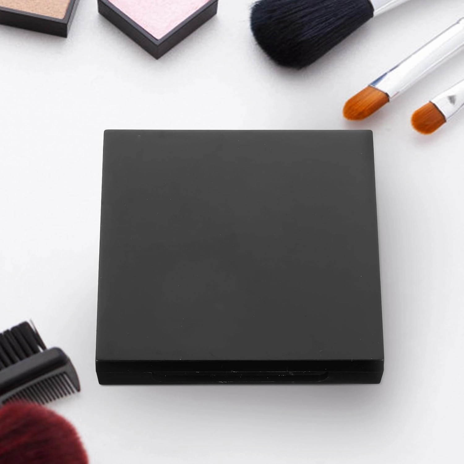 4sets Empty Eyeshadow Palette Mirror Makeup Container for Blush Foundation Highlighter Compact Travel-friendly Lightweight Color Tray