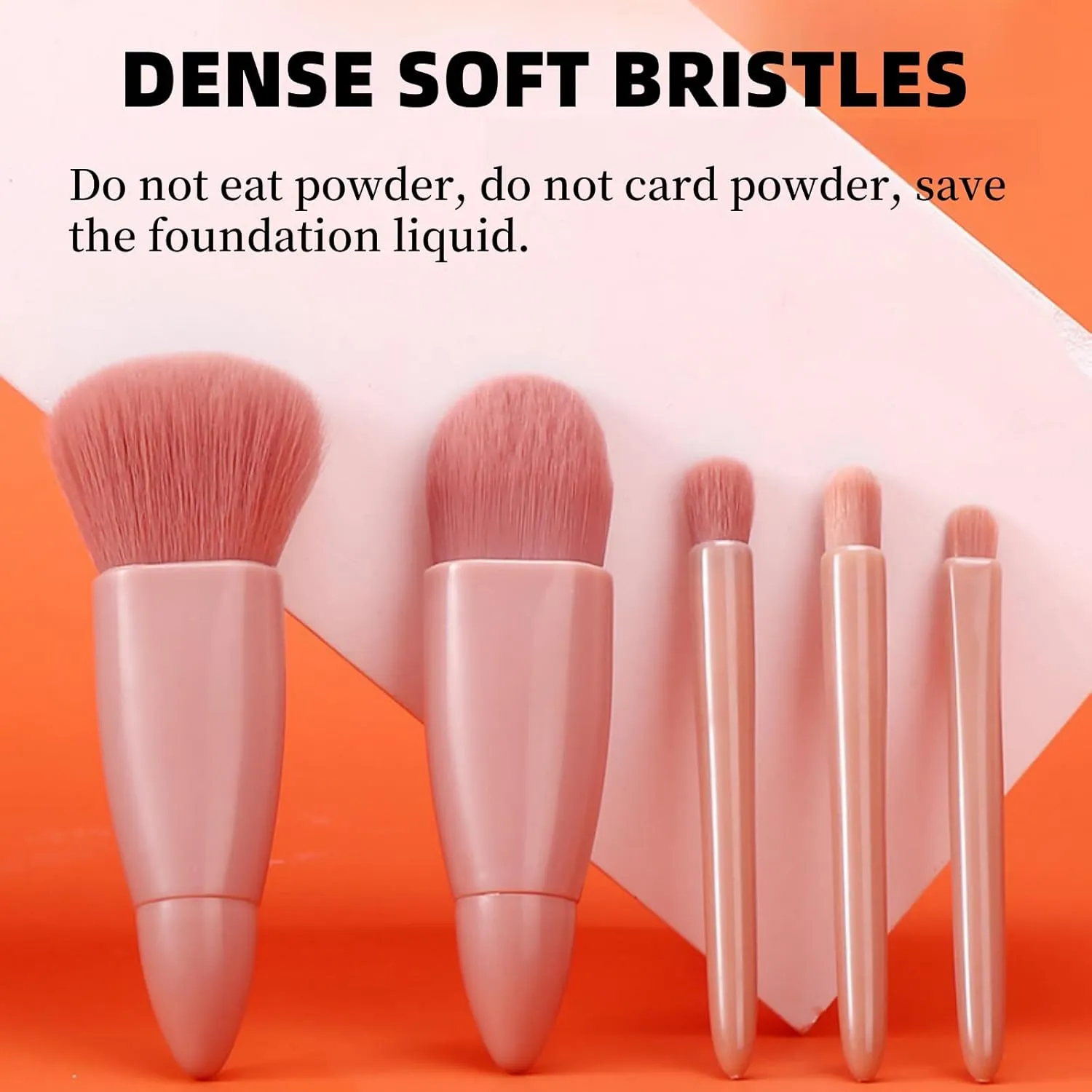 5 Piece Travel Makeup Brush Set, Foundation Powder Eye Shadows Makeup Set with Mirror, Mini Makeup Brushes (Style1)