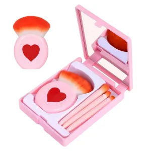 5 Piece Travel Makeup Brush Set, Foundation Powder Eye Shadows Makeup Set with Mirror, Mini Makeup Brushes (Style1)