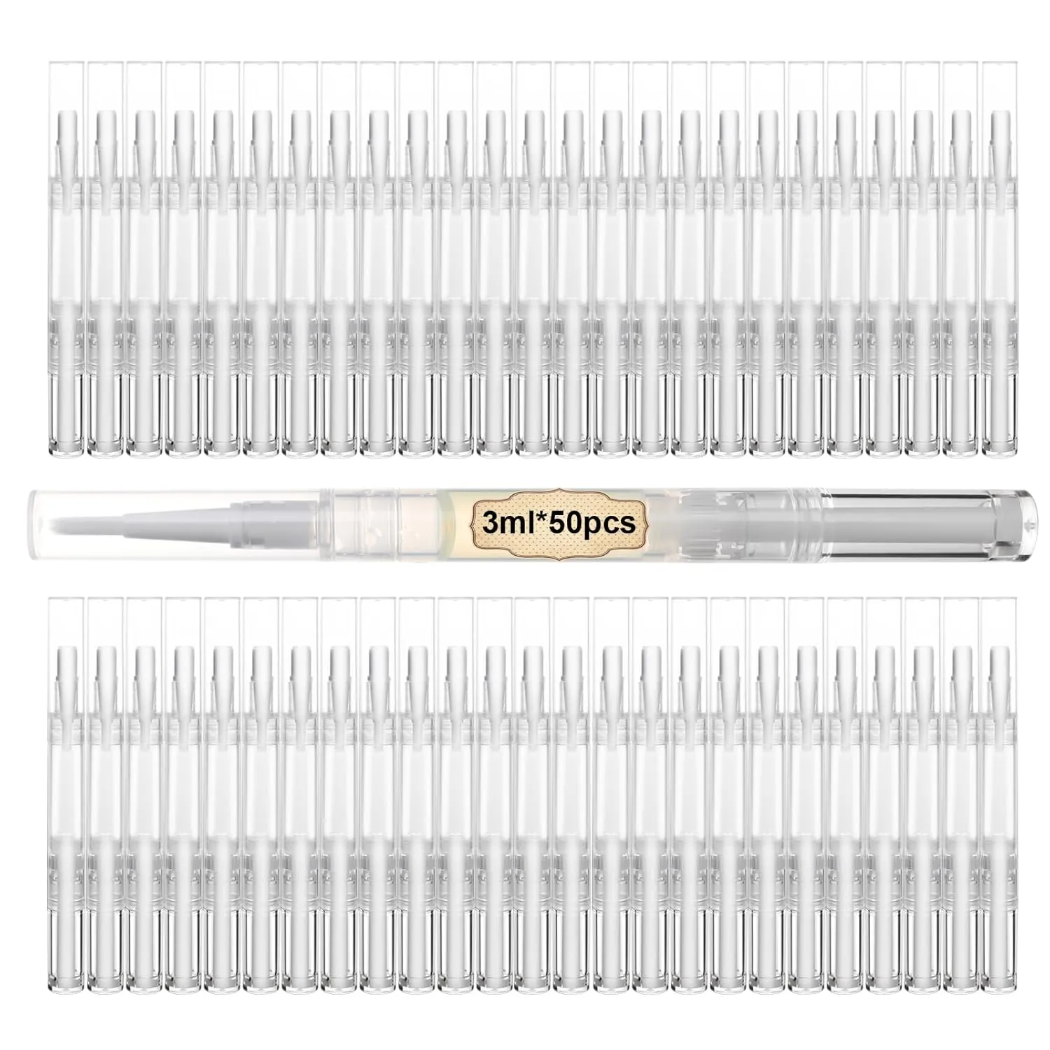 50 Pcs Empty Cuticle Oil Pen, 3ml Travel Size Nail Oil Pen Bulk, Disposable Twist Pens with Brush No Leak, DIY Nail Care Kits for Nail Salon