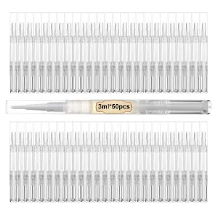 50 Pcs Empty Cuticle Oil Pen, 3ml Travel Size Nail Oil Pen Bulk, Disposable Twist Pens with Brush No Leak, DIY Nail Care Kits for Nail Salon