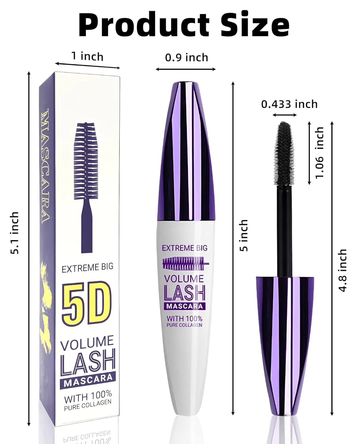 5D Waterproof Colored Mascara Volume and Length,5 Color Black Brown White Blue Purple Fiber Mascara for eyelashes, Longlasting Curling rimel de pestañas,Women's Day Eye Makeup Gift Set for Women Girl