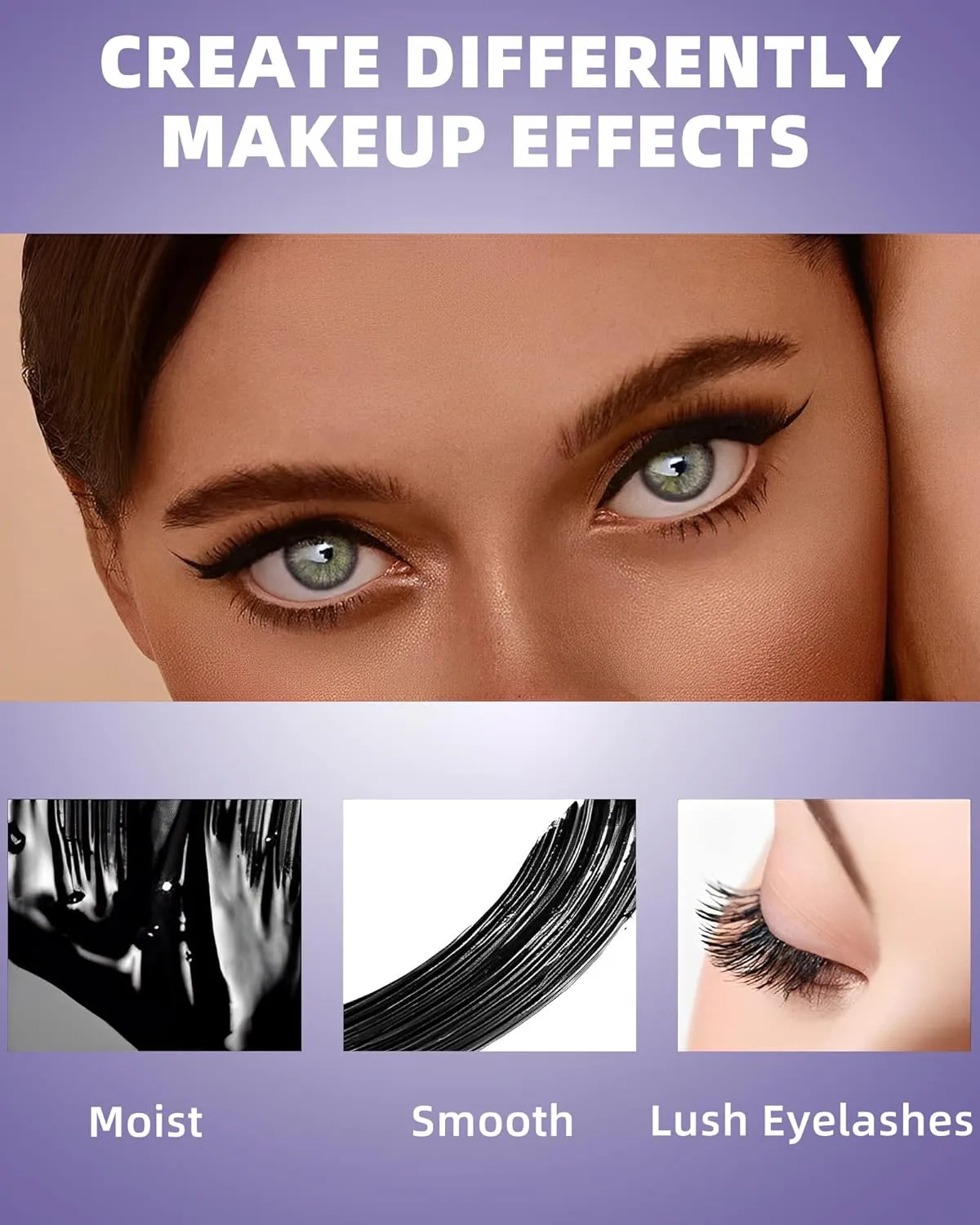5D Waterproof Colored Mascara Volume and Length,5 Color Black Brown White Blue Purple Fiber Mascara for eyelashes, Longlasting Curling rimel de pestañas,Women's Day Eye Makeup Gift Set for Women Girl