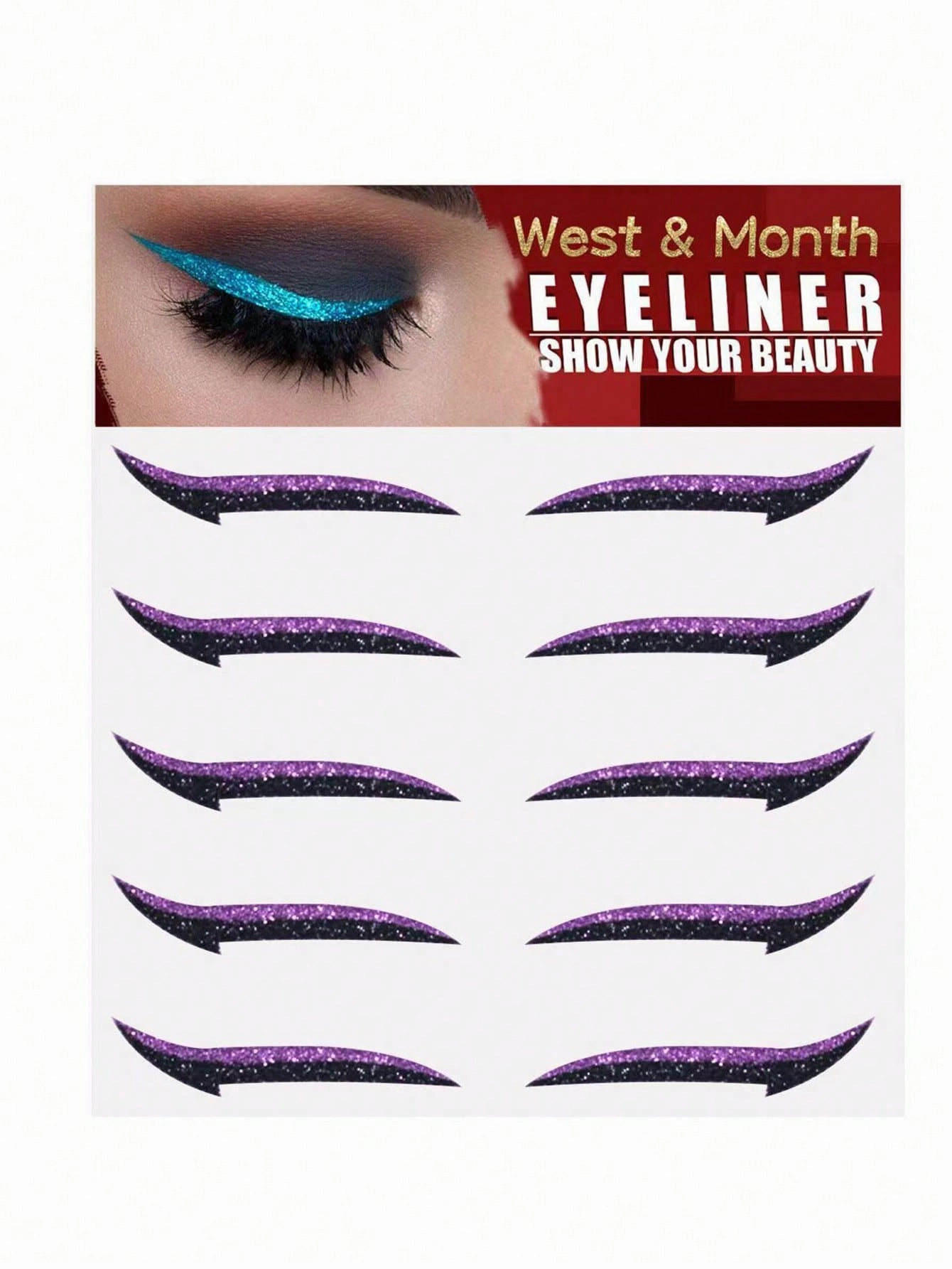 5pairs Eye-Shadow & Eyeliner Stickers, Fashionable Colorful Makeup Stickers For Parties And Music Festivals