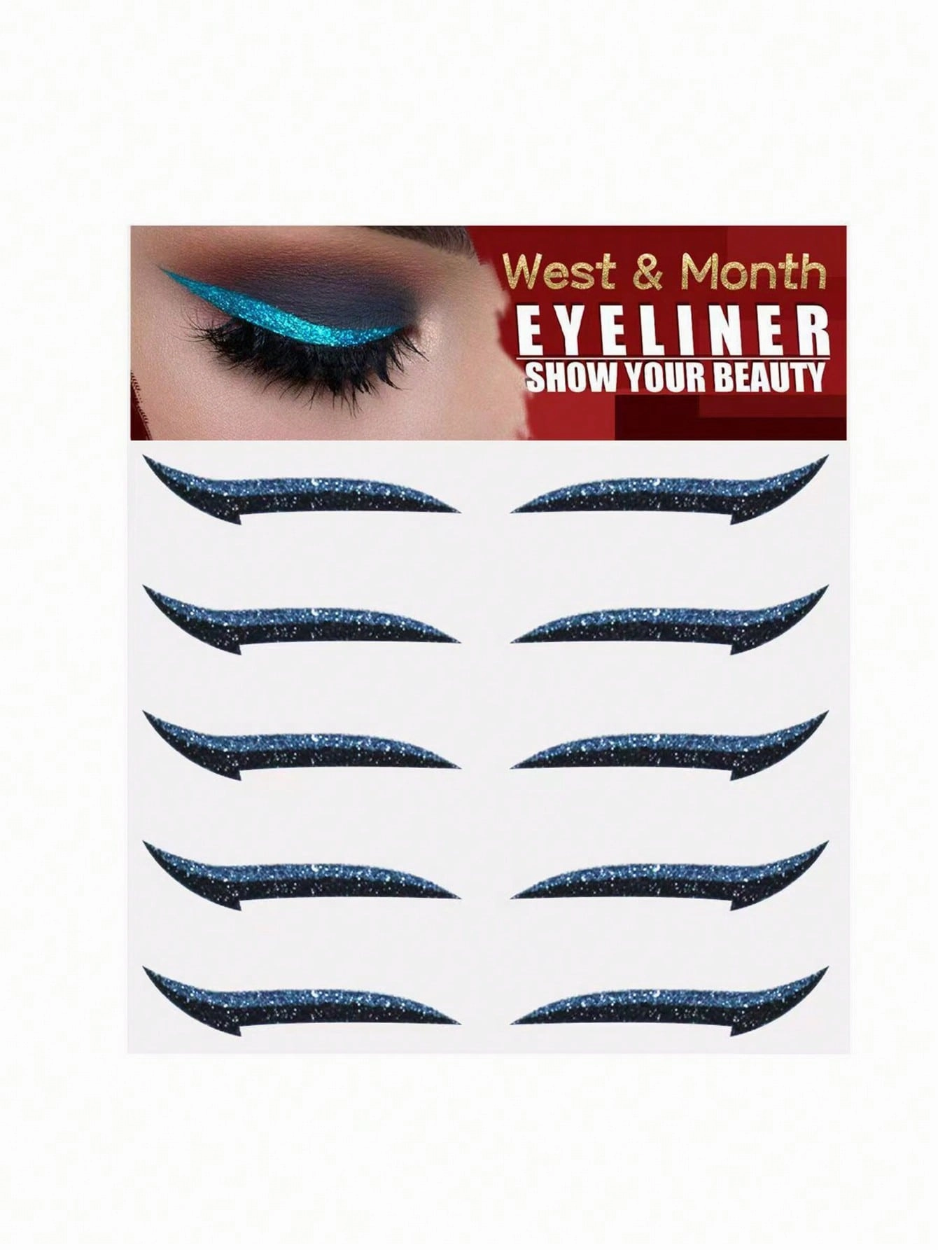 5pairs Eye-Shadow & Eyeliner Stickers, Fashionable Colorful Makeup Stickers For Parties And Music Festivals