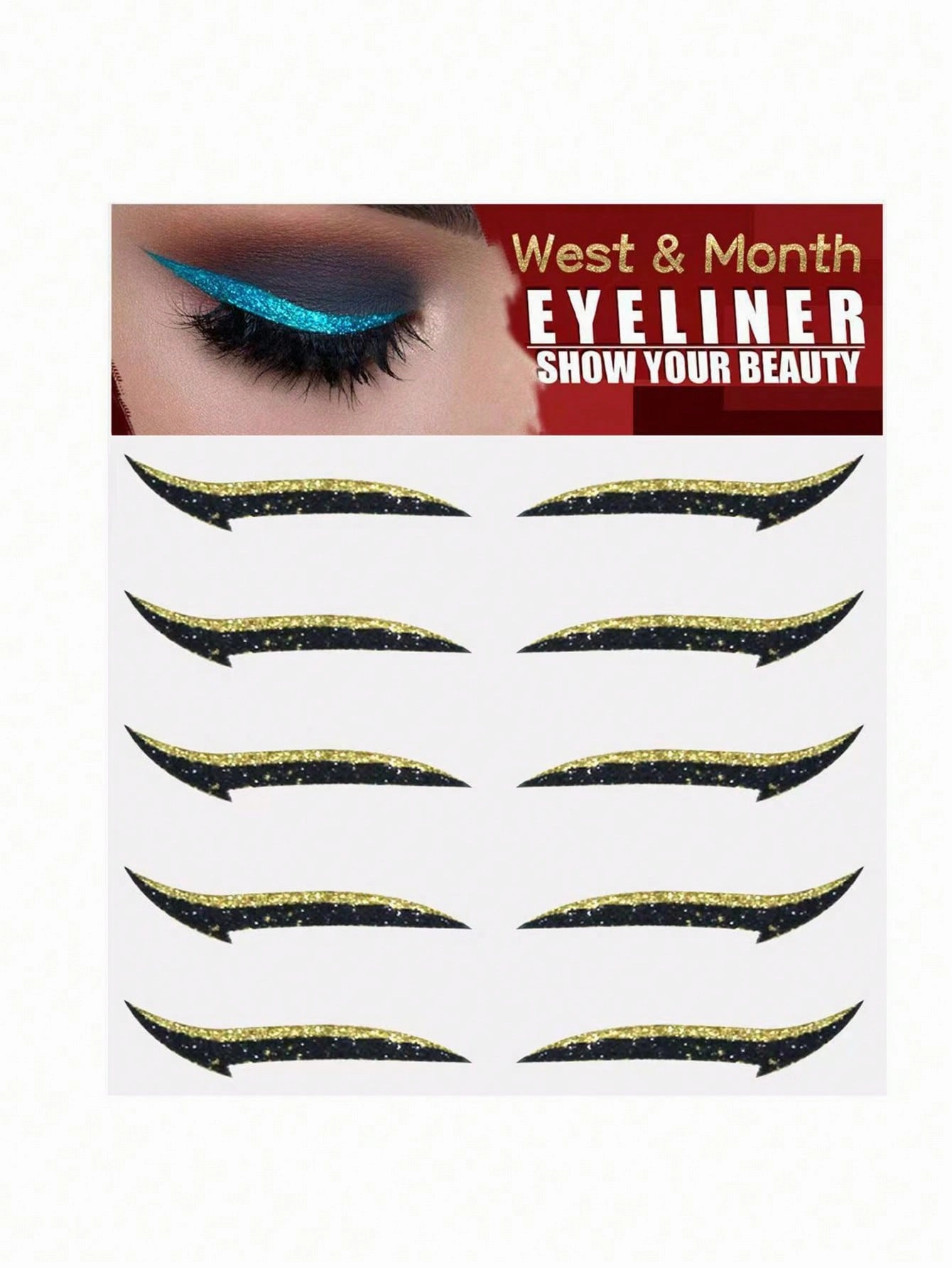 5pairs Eye-Shadow & Eyeliner Stickers, Fashionable Colorful Makeup Stickers For Parties And Music Festivals