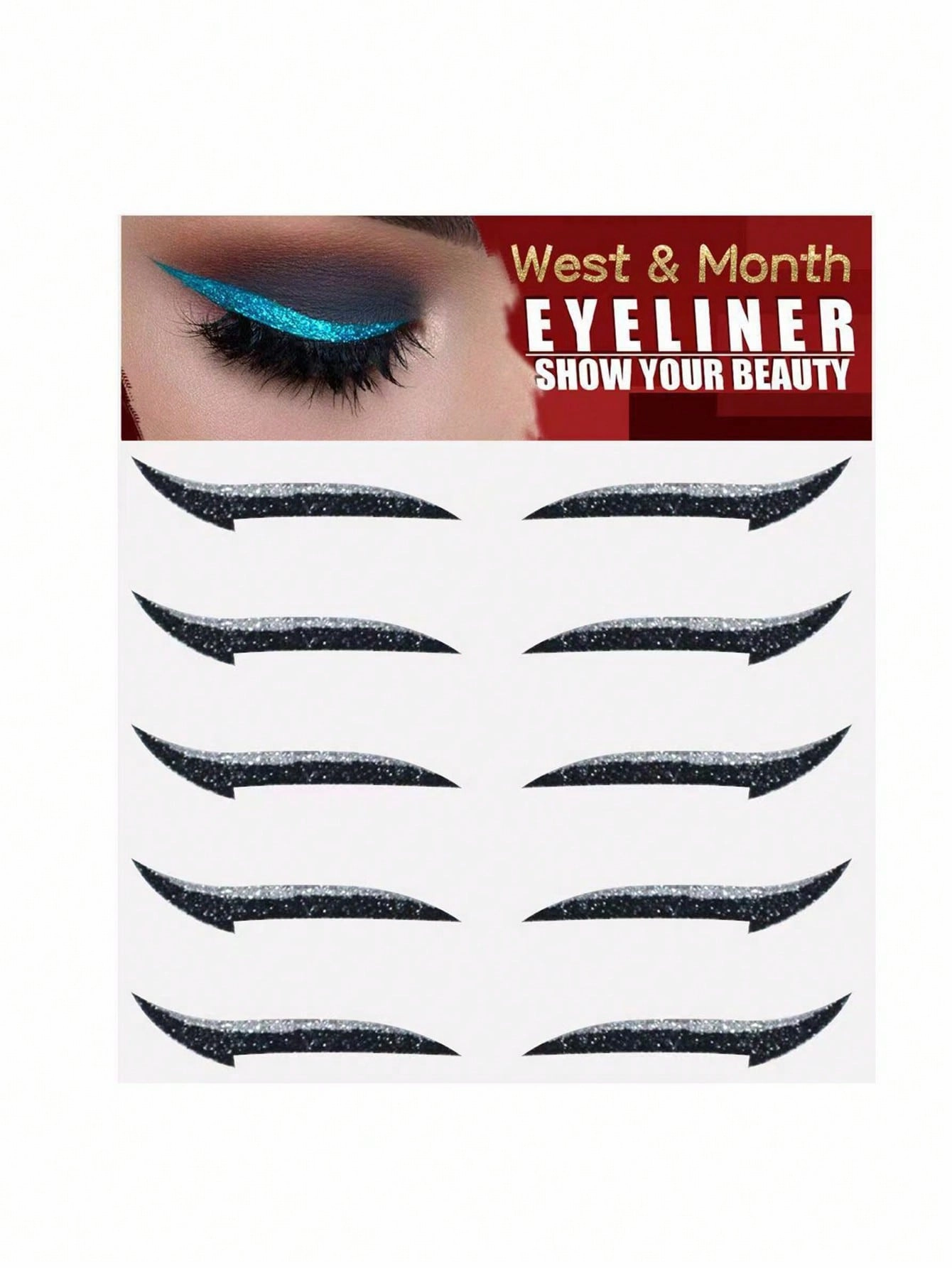 5pairs Eye-Shadow & Eyeliner Stickers, Fashionable Colorful Makeup Stickers For Parties And Music Festivals